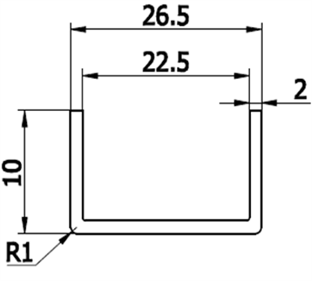 KM-191 End cap Aluminium 10x26.5x22.5x2.0 mm